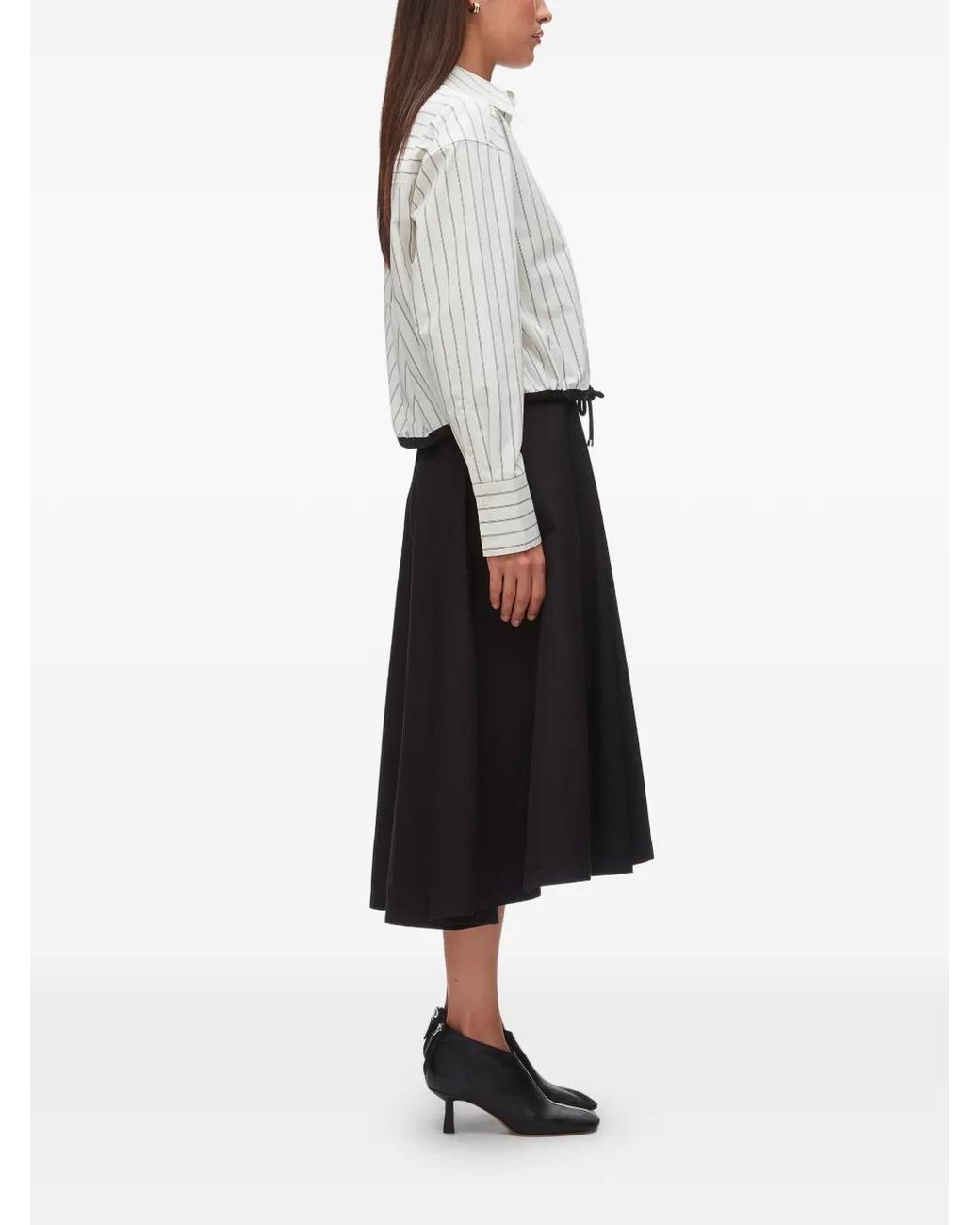 3.1 Phillip Lim White Striped Cropped Shirt