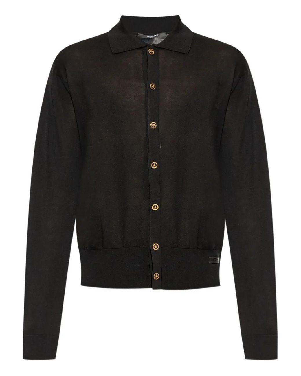 Versace Black Cotton And Silk Cardigan for men