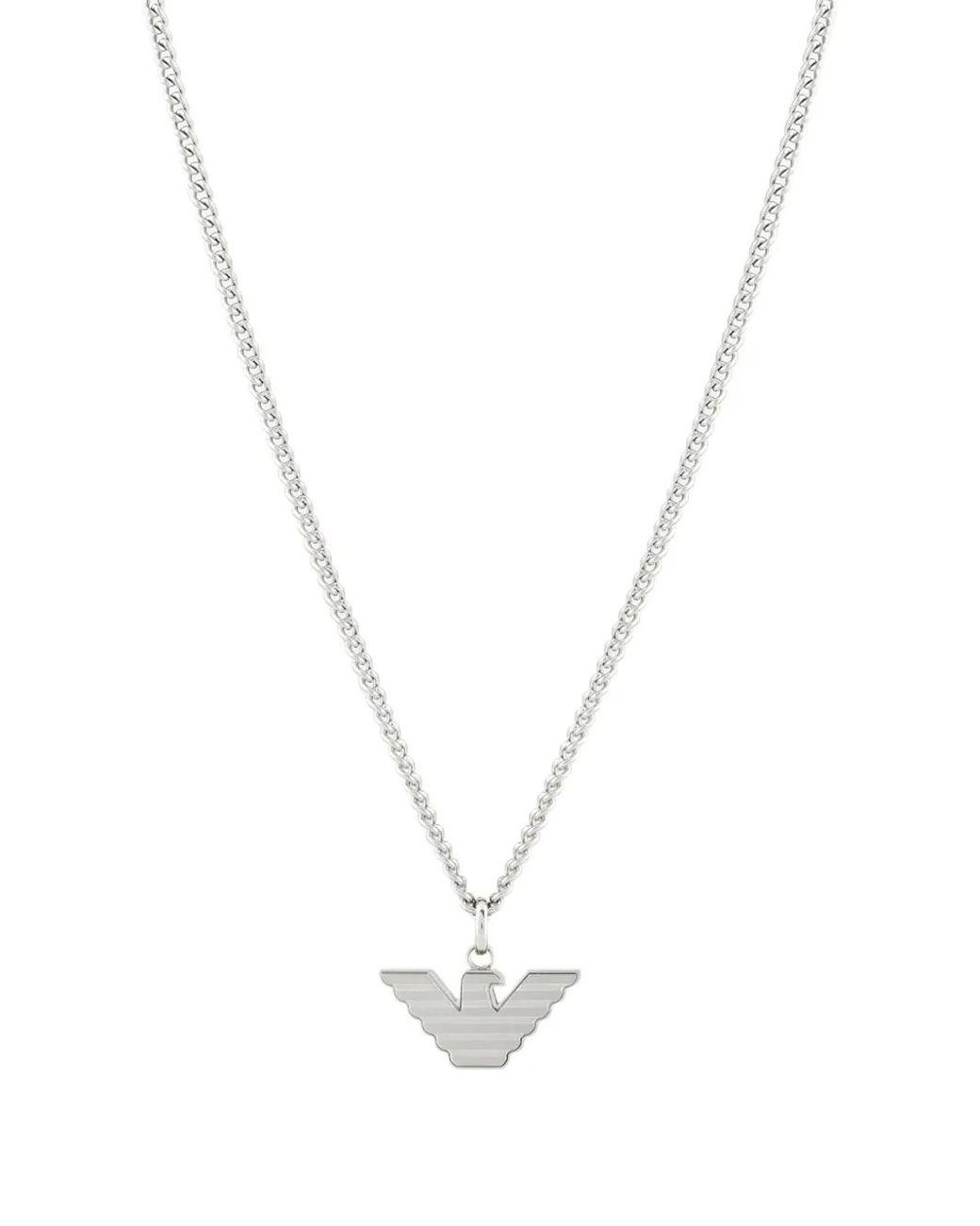Emporio Armani White Logo-Pendant Necklace for men