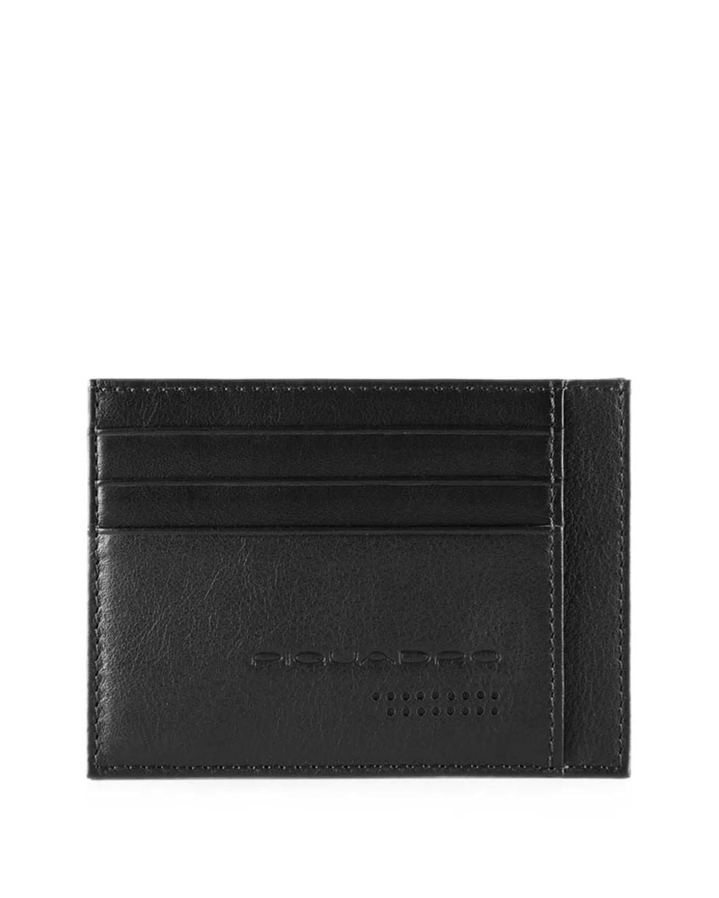 Piquadro Black Logo-Debossed Card Holder for men