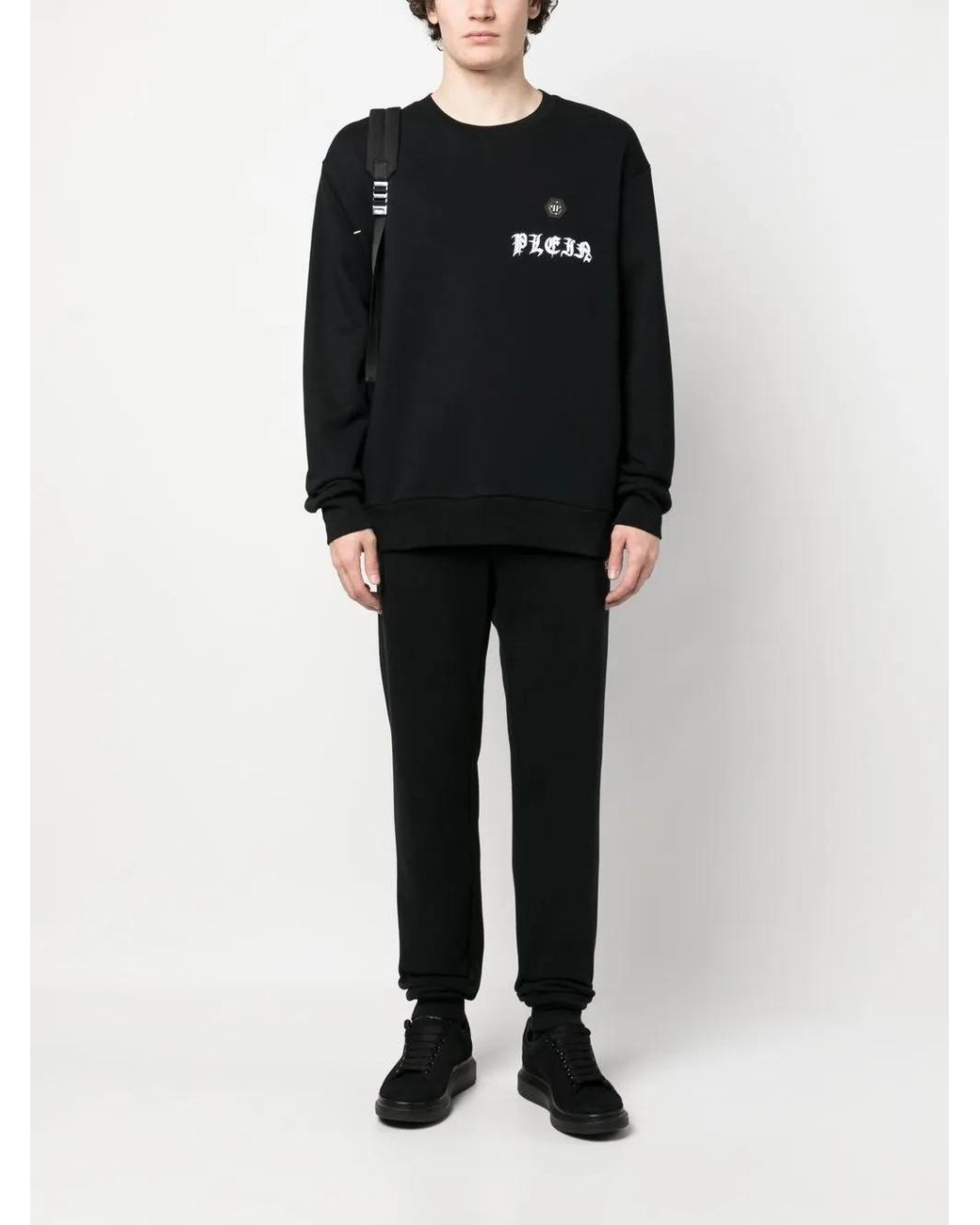 Philipp Plein Black Logo-Patch Drawstring Track Pants for men