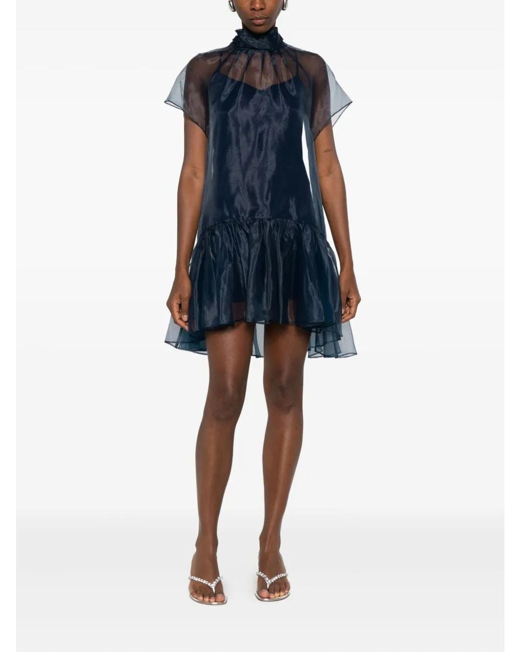 Jonathan Simkhai Blue Beaux Ruffled Mini Dress