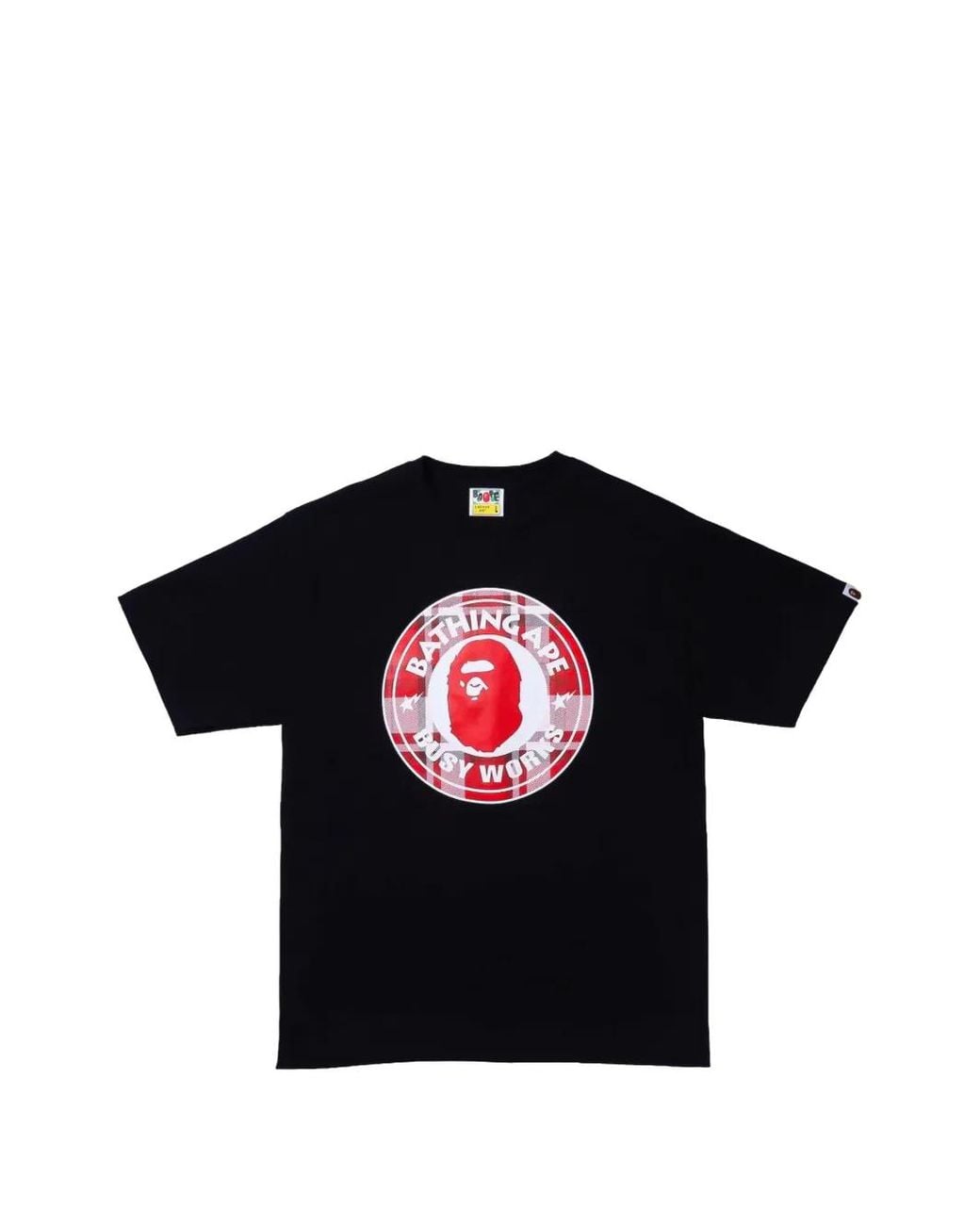 A Bathing Ape Black Check Gift Busy Works T-Shirt for men