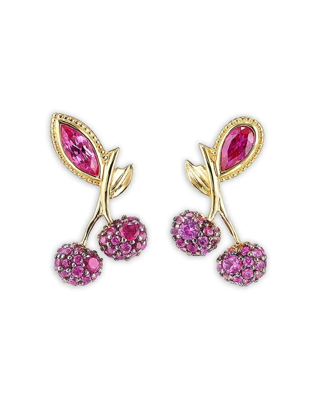 Anabela Chan Pink 18K Vermeil Cherry Sapphire And Ruby Earrings