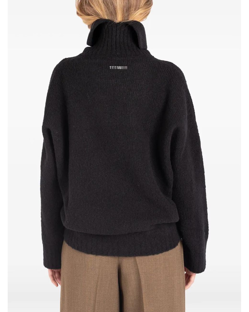 Societe Anonyme Black Brushed-Effect Roll-Neck Sweater