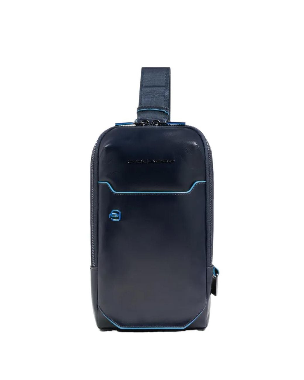 Piquadro Blue Personalizable Leather Sling Bag