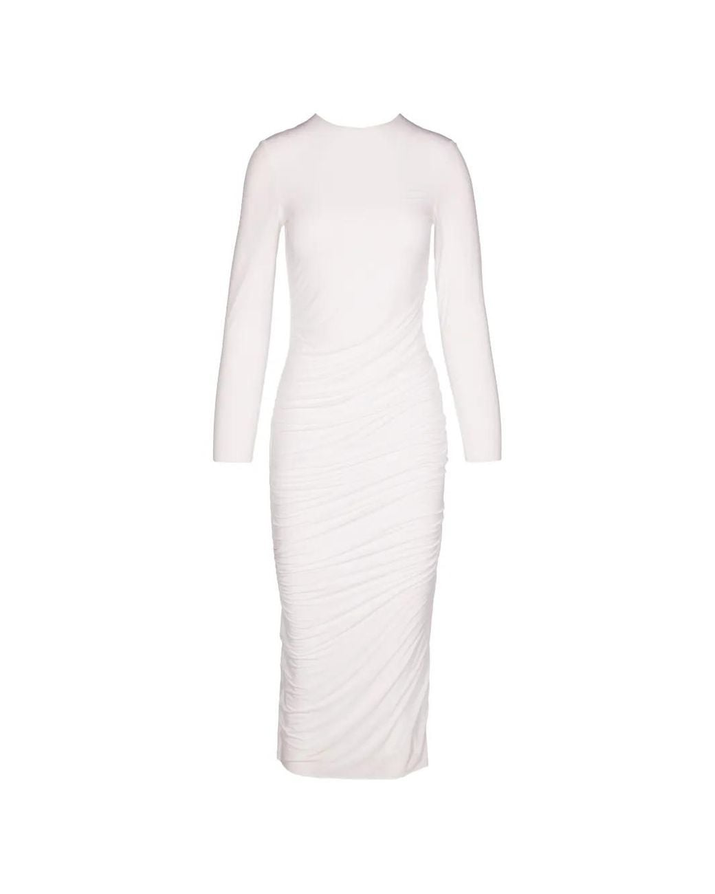Tessitura Body Couture White Wrinkled Long-Sleeve Maxi Dress