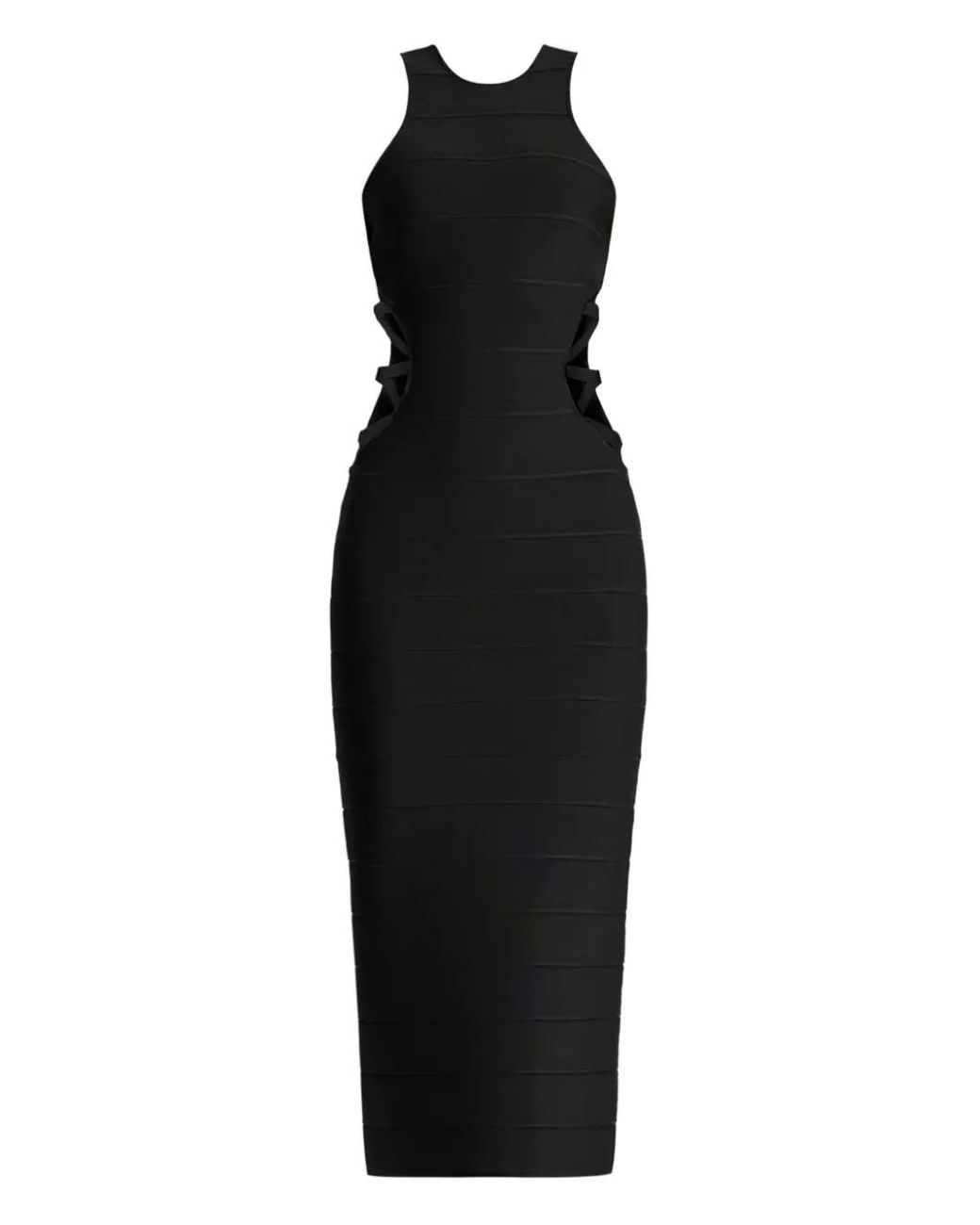 Herv Lger Bandage Cut-Out Midi Dress in Black | Lyst