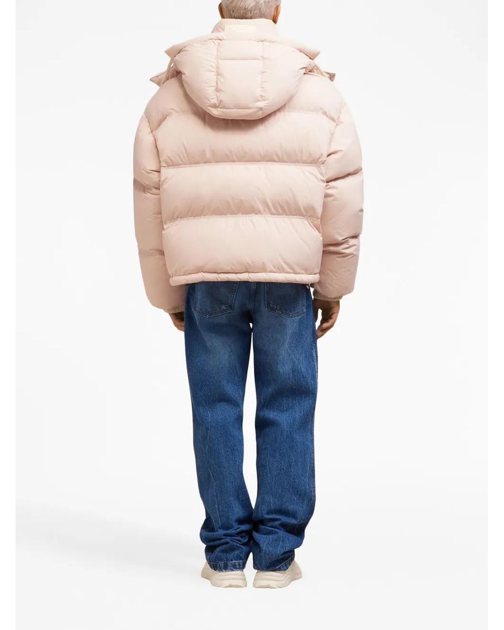 AMI Pink Logo-Patch Padded Jacket