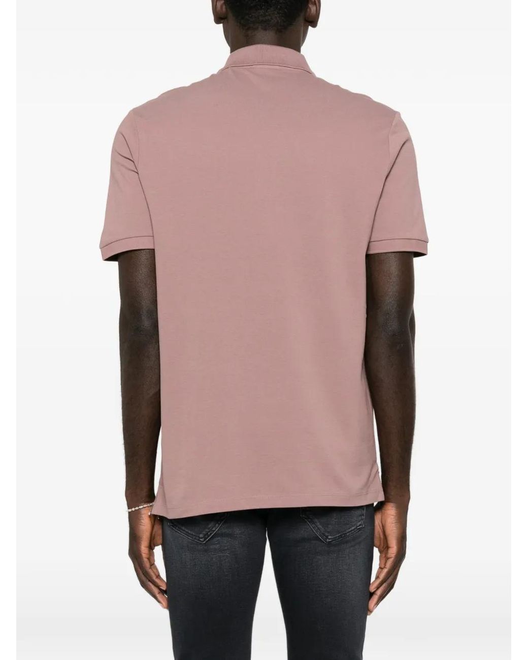 Boss Pink Logo-Print Cotton Polo Shirt for men