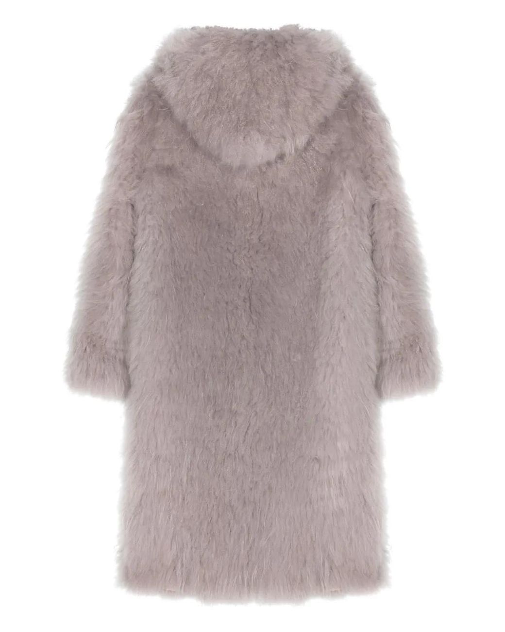 Liska Gray Single-Breasted Shearling Coat