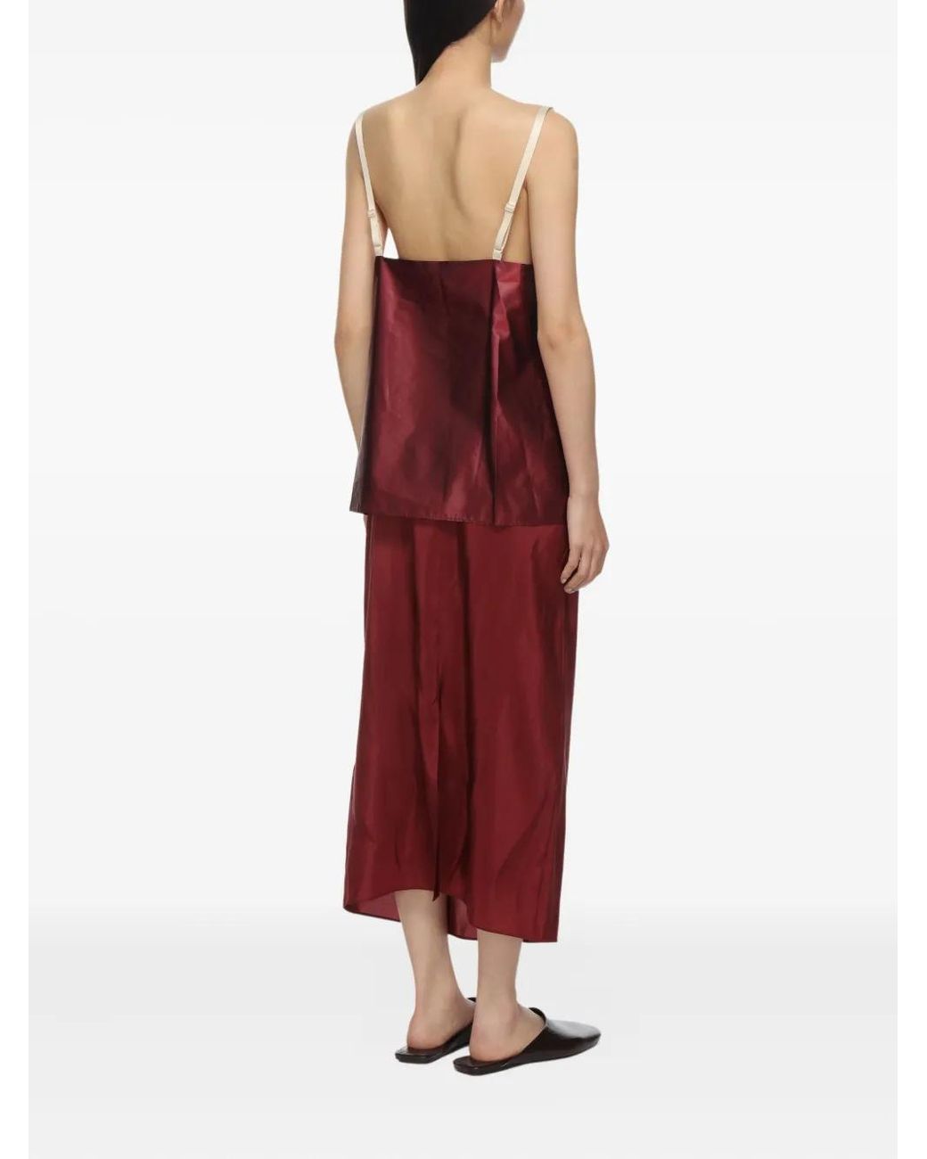Carven Red Pressed Silk Vest Top