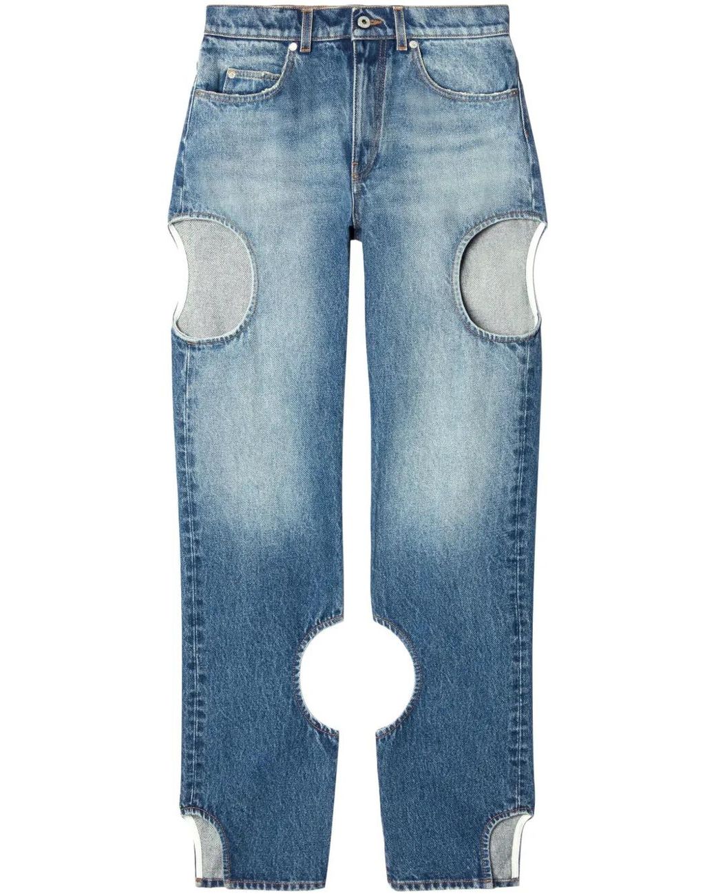 Off-White c/o Virgil Abloh Blue Meteor Cut-out Straight-leg Jeans