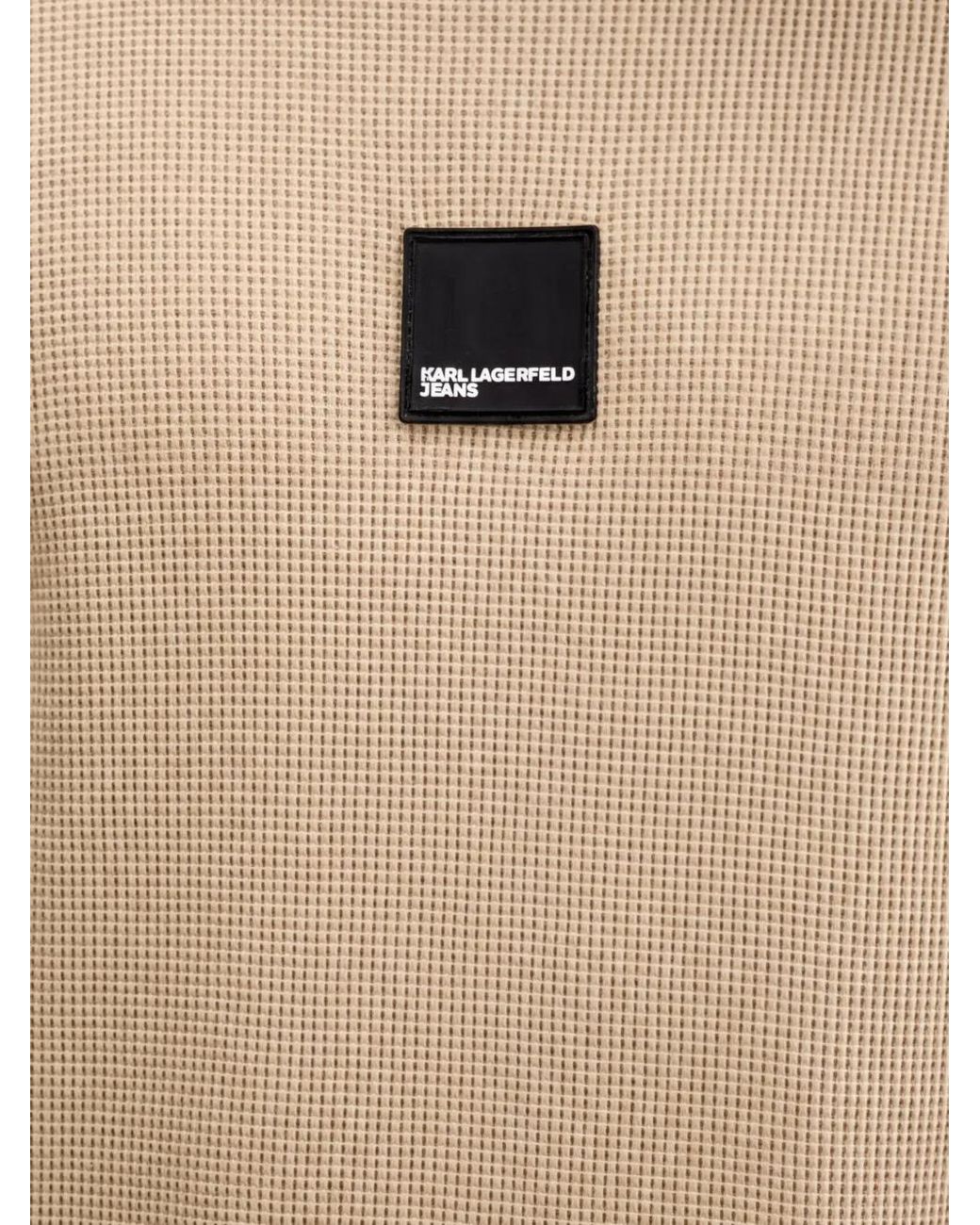 Karl Lagerfeld Blue Waffle-Knit Logo-Patch T-Shirt for men