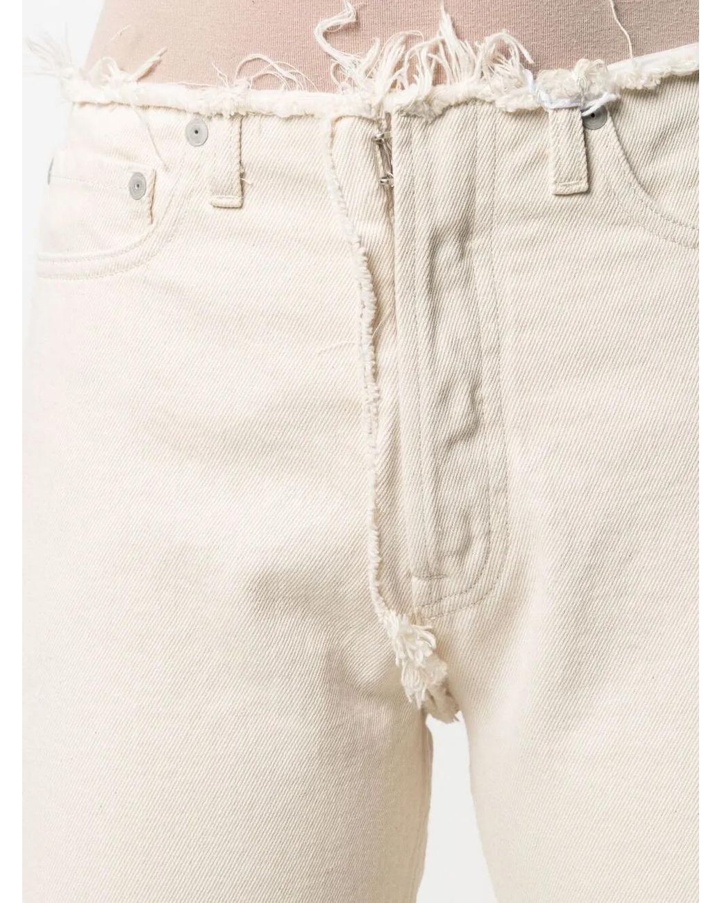 Maison Margiela Natural Frayed Straight-Leg Jeans