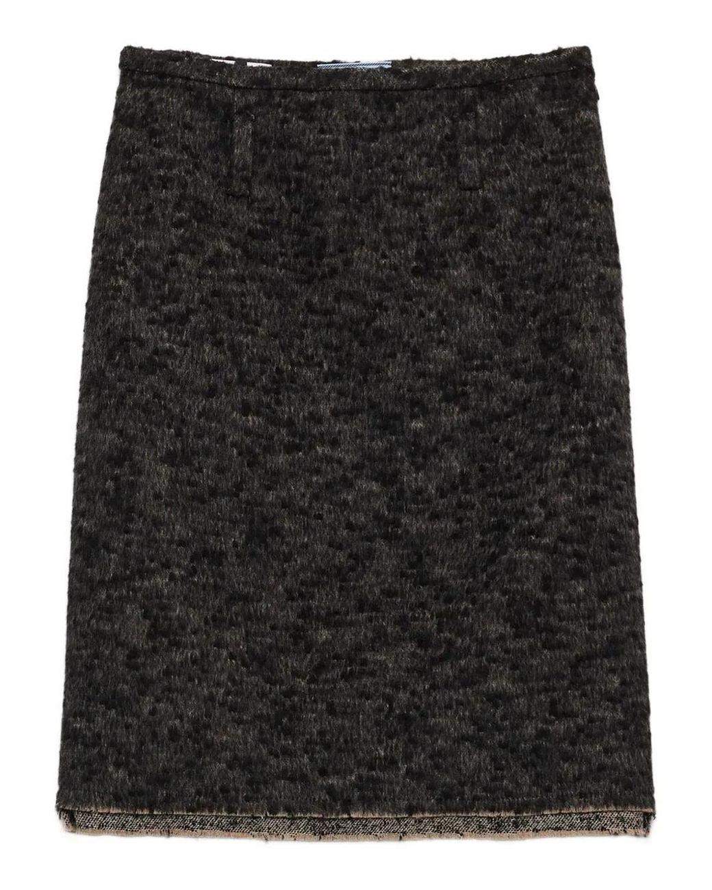 Prada Black Triangle-Logo Tweed Skirt