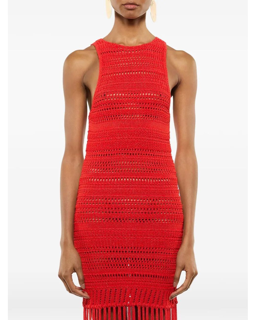 Laneus Red Knitted Maxi Dress