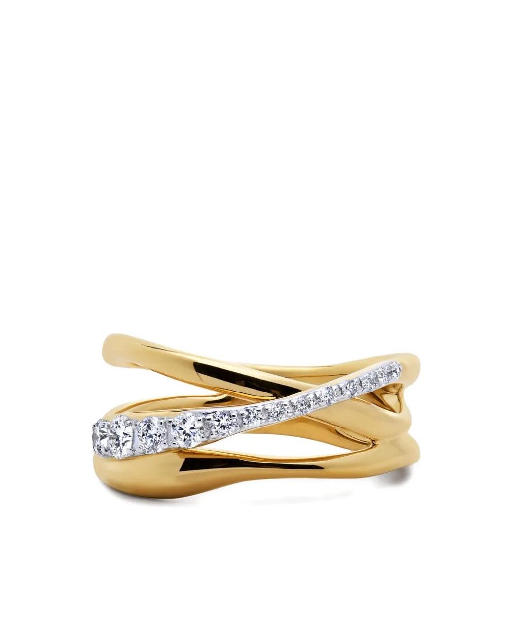 Monica Vinader Metallic Pavé Diamond Crossover Ring
