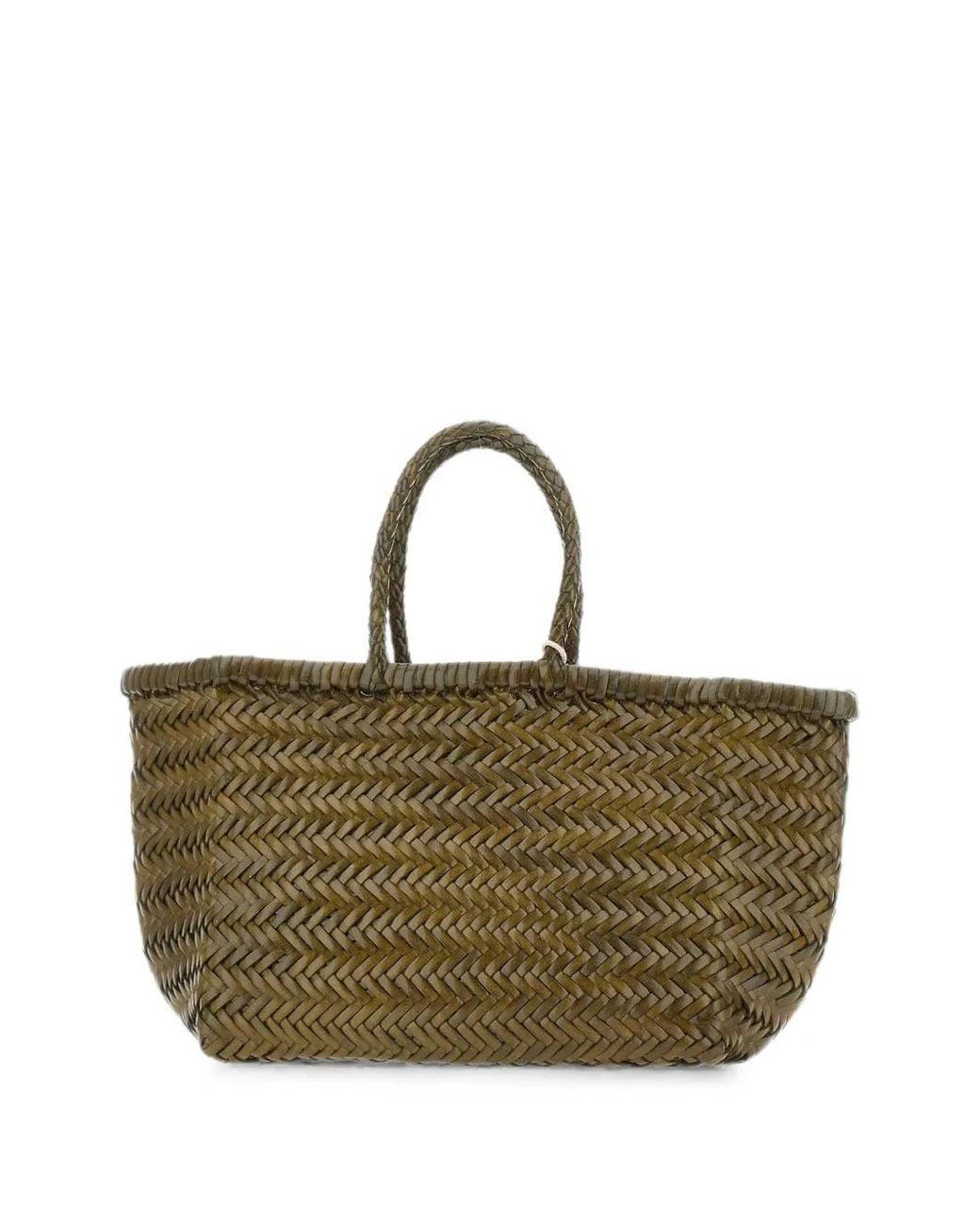 Dragon Diffusion Green Small Triple Jump Woven Leather Tote Bag