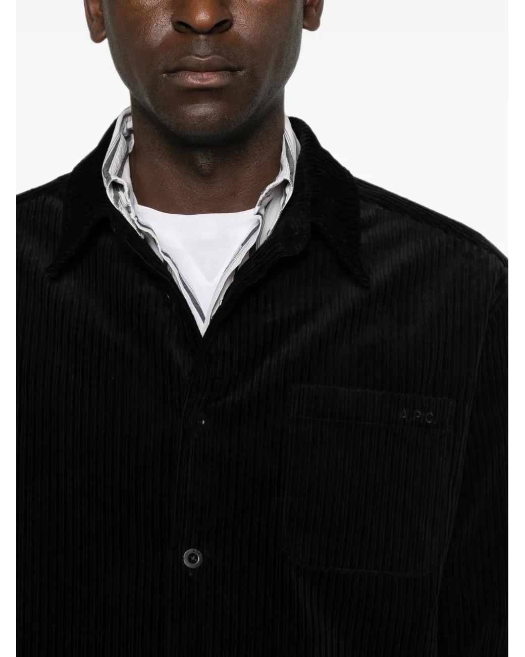 A.P.C. Black Corduroy Shirt for men