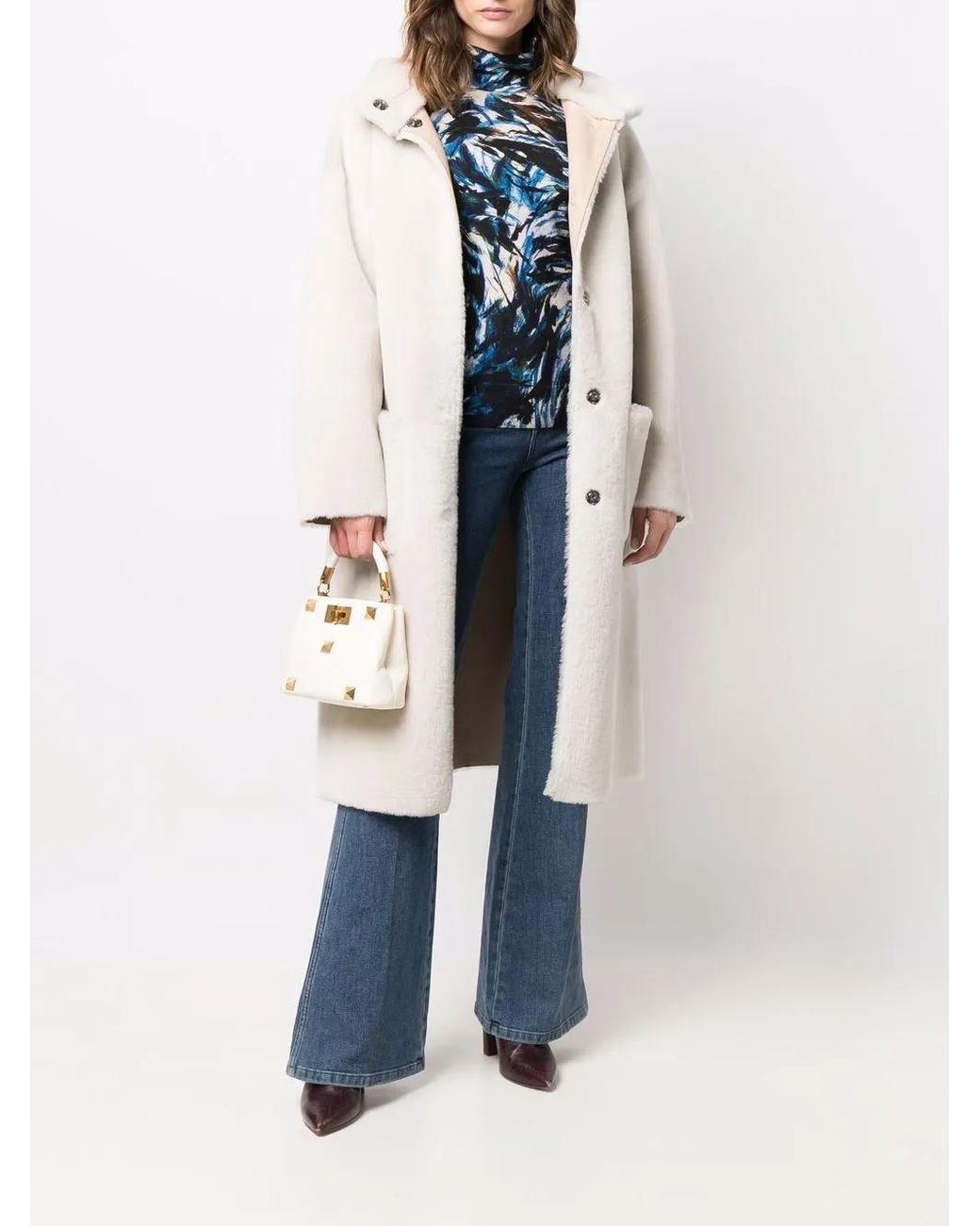 Liska White Reversible Shearling Coat