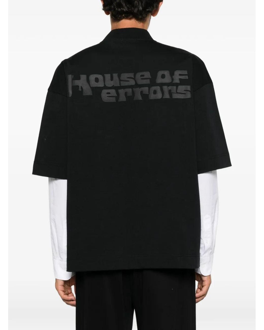 House of Errors Black Graphic-Print High-Neck T-Shirt for men
