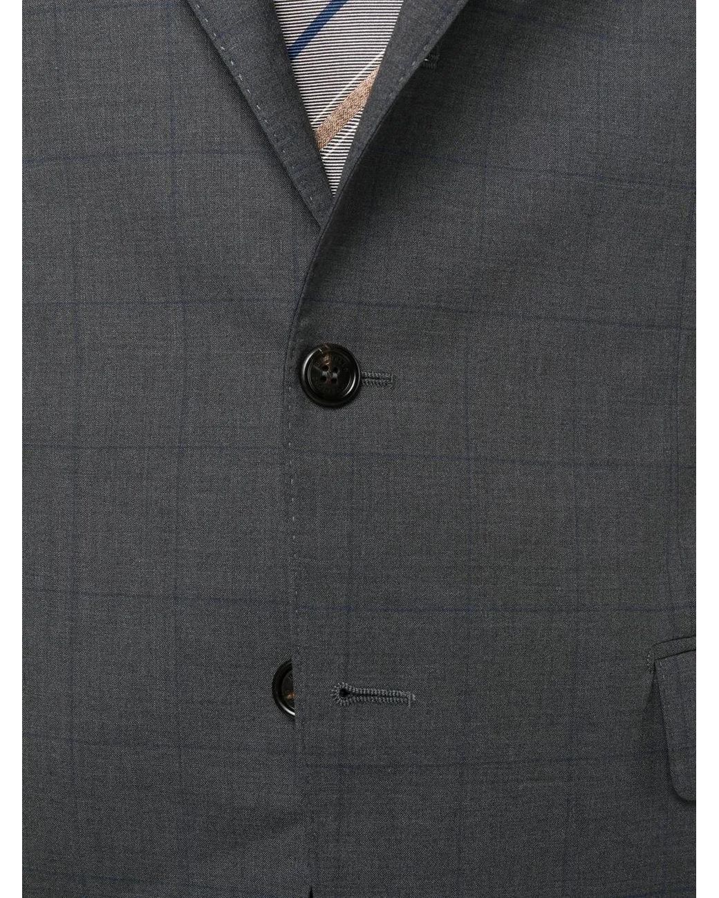 Brunello Cucinelli Black Check-Pattern Wool Blazer for men