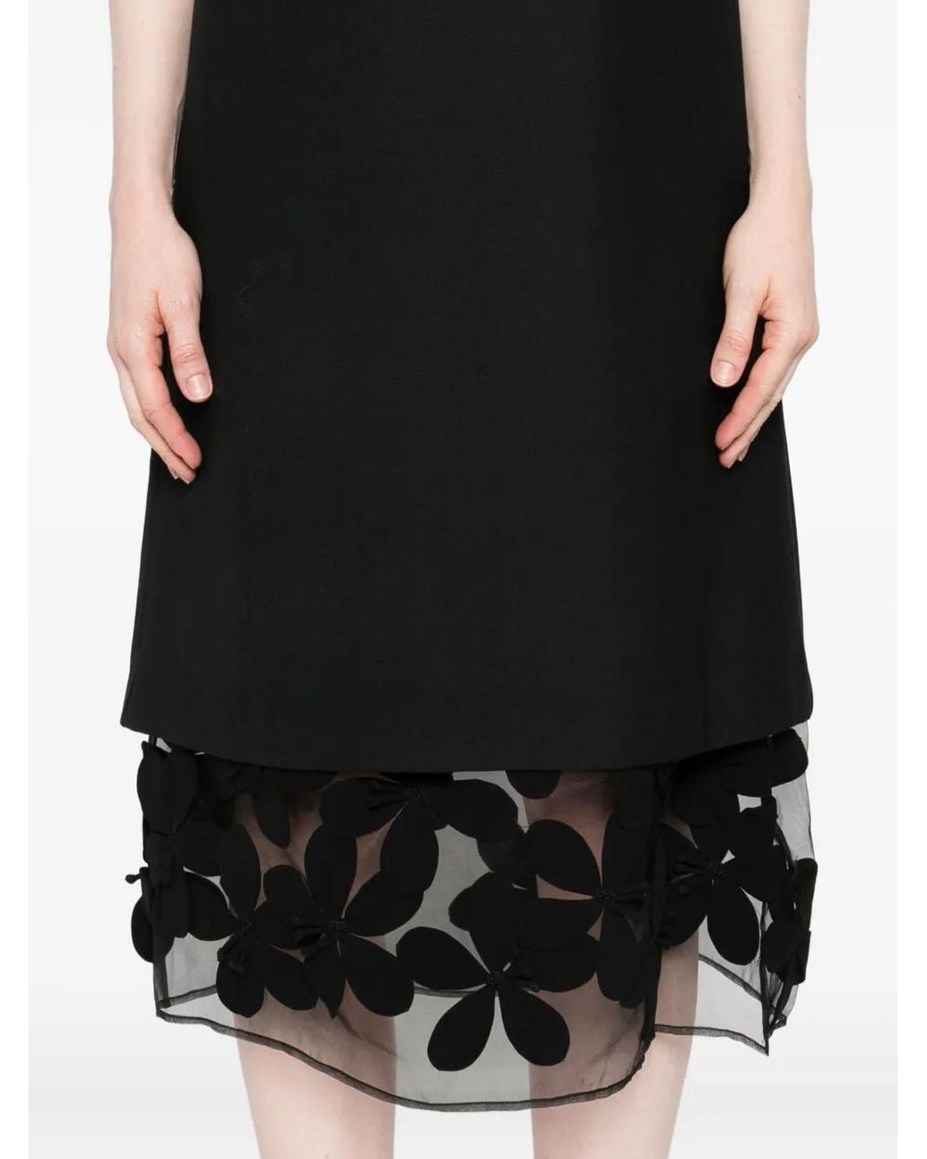 Liviana Conti Black Sleeveless Floral-Applique Dress