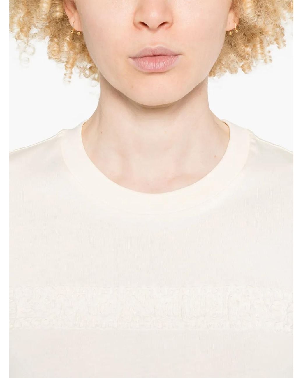 Moncler White Embroidered-Logo Cotton T-Shirt