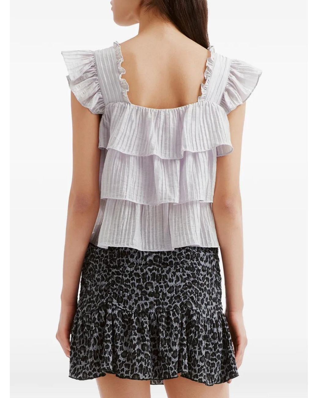 B+ AB White Ruffled Tiered Top