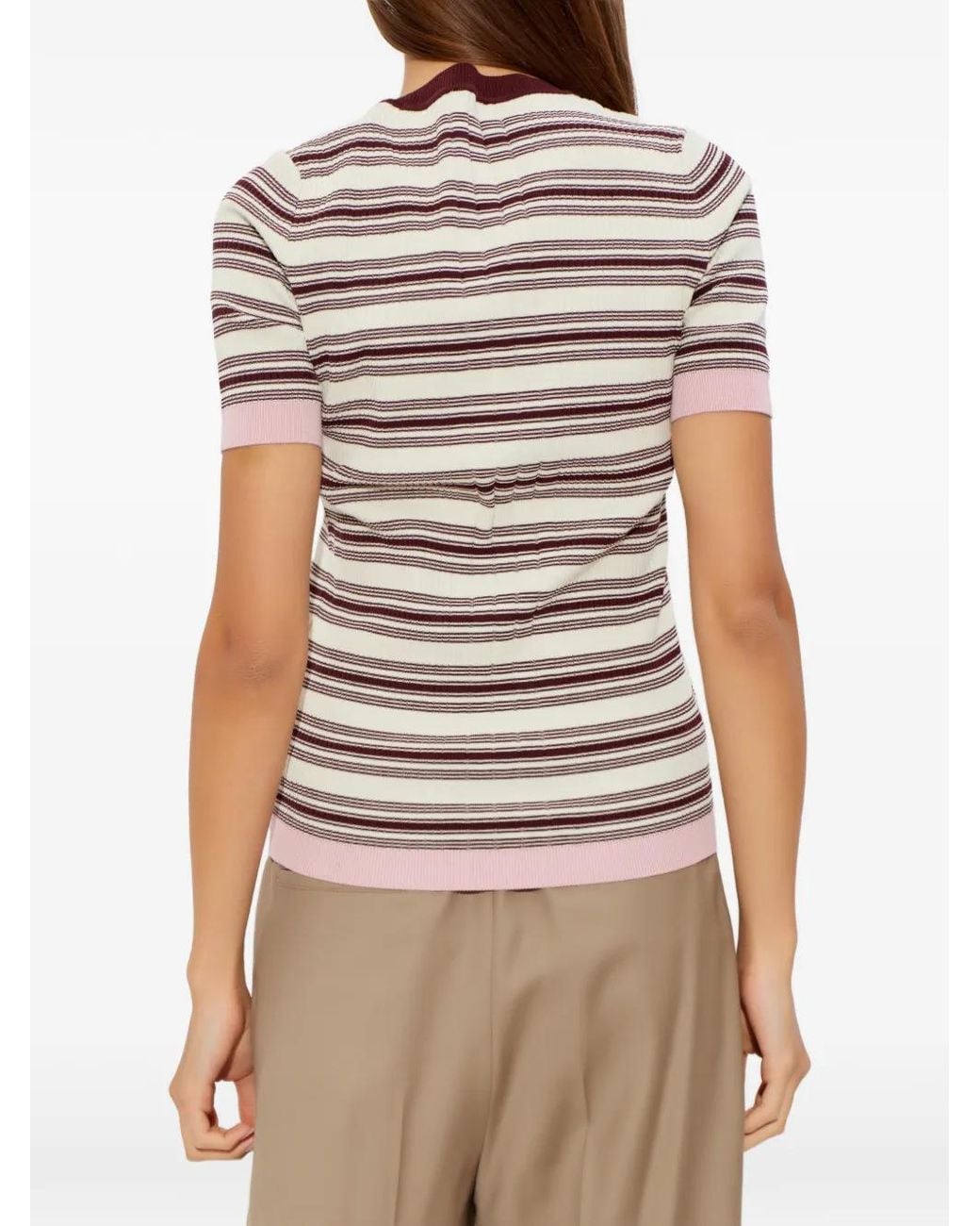 Moncler White Striped Knitted T-Shirt