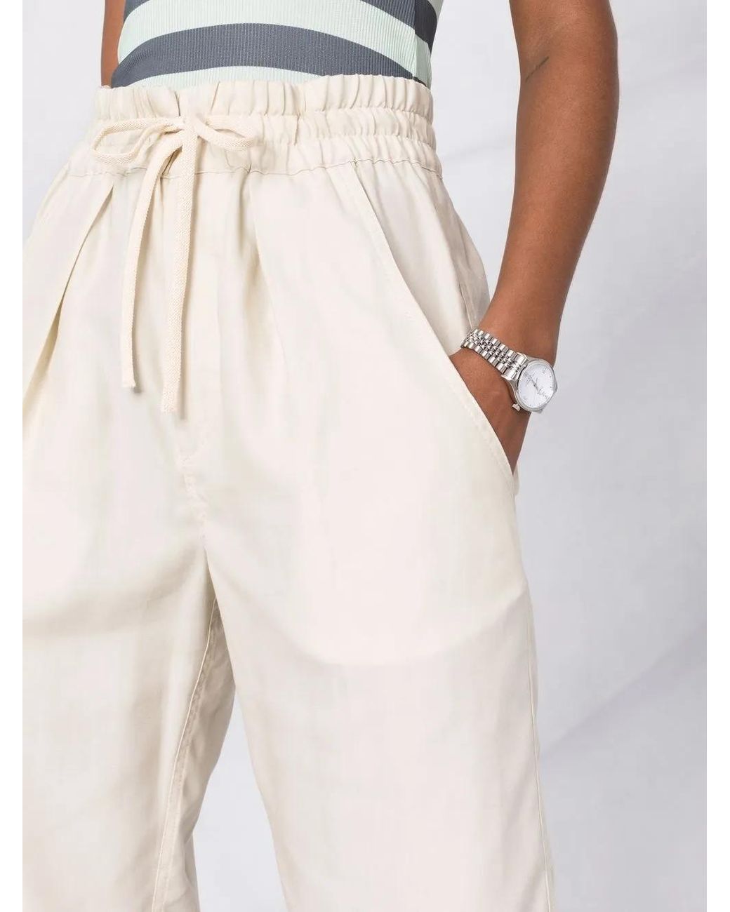 Isabel Marant White Biro Drawstring Trousers