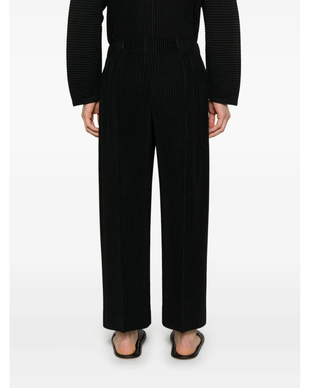 Homme Plissé Issey Miyake Black Pleated Trousers for men