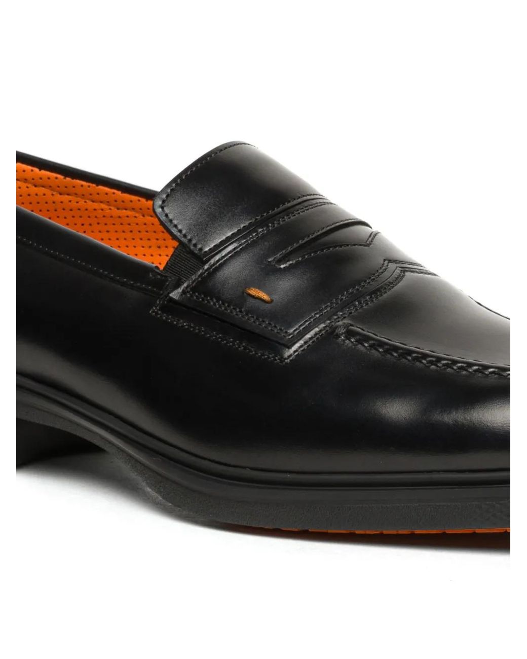 Santoni Black Easy Leather Loafers for men