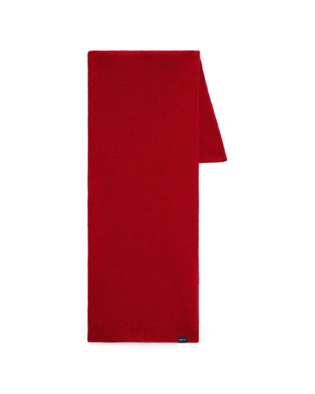 Woolrich Red Ribbed-Knit Beanie Hat Scarf Set for men