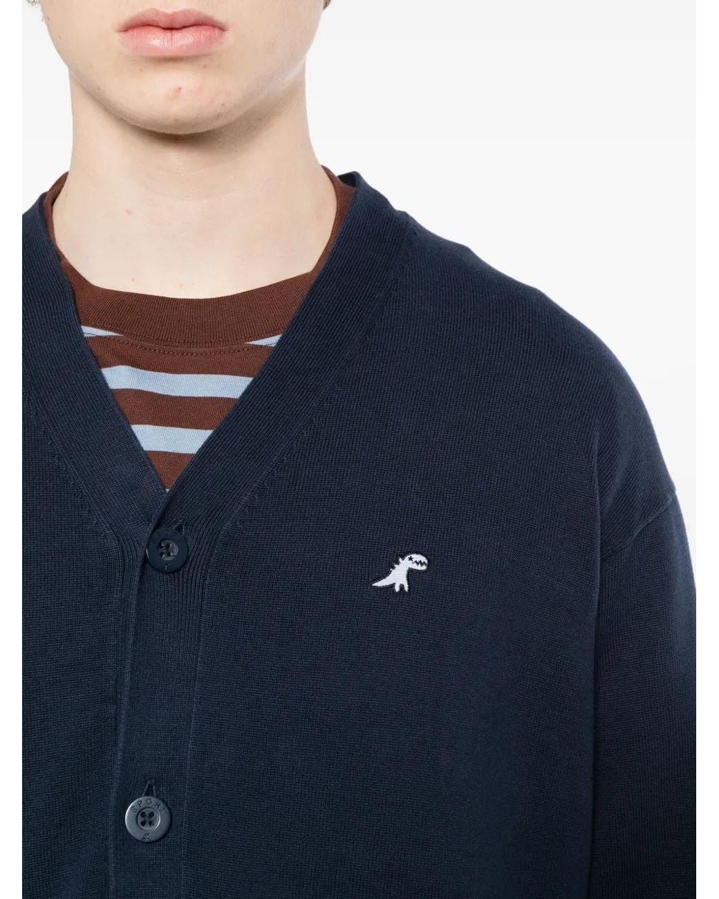 SPORT b. by agnès b. Blue Dino-Embroidered Cardigan for men