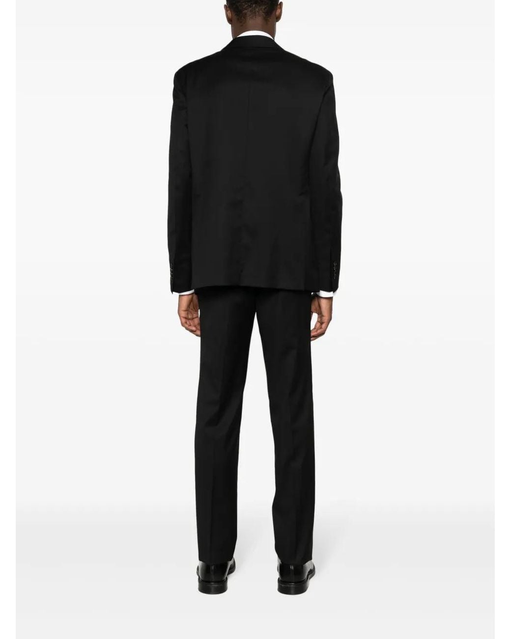 Tagliatore Black Brooch-Detail Single-Breasted Suit for men