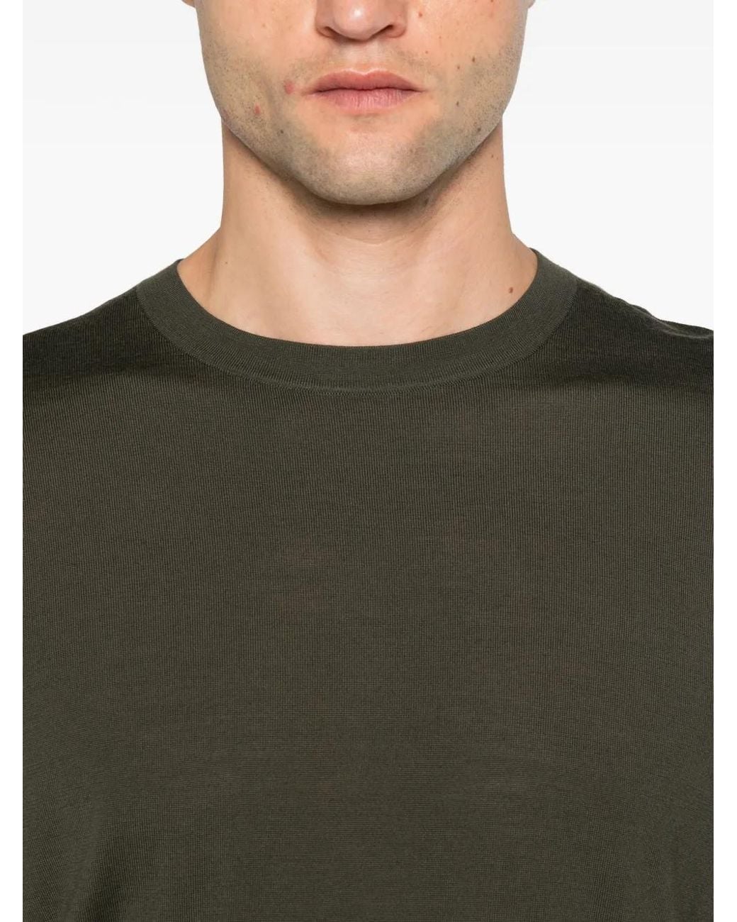 Zegna Green Crew-Neck Long-Sleeve Sweater for men