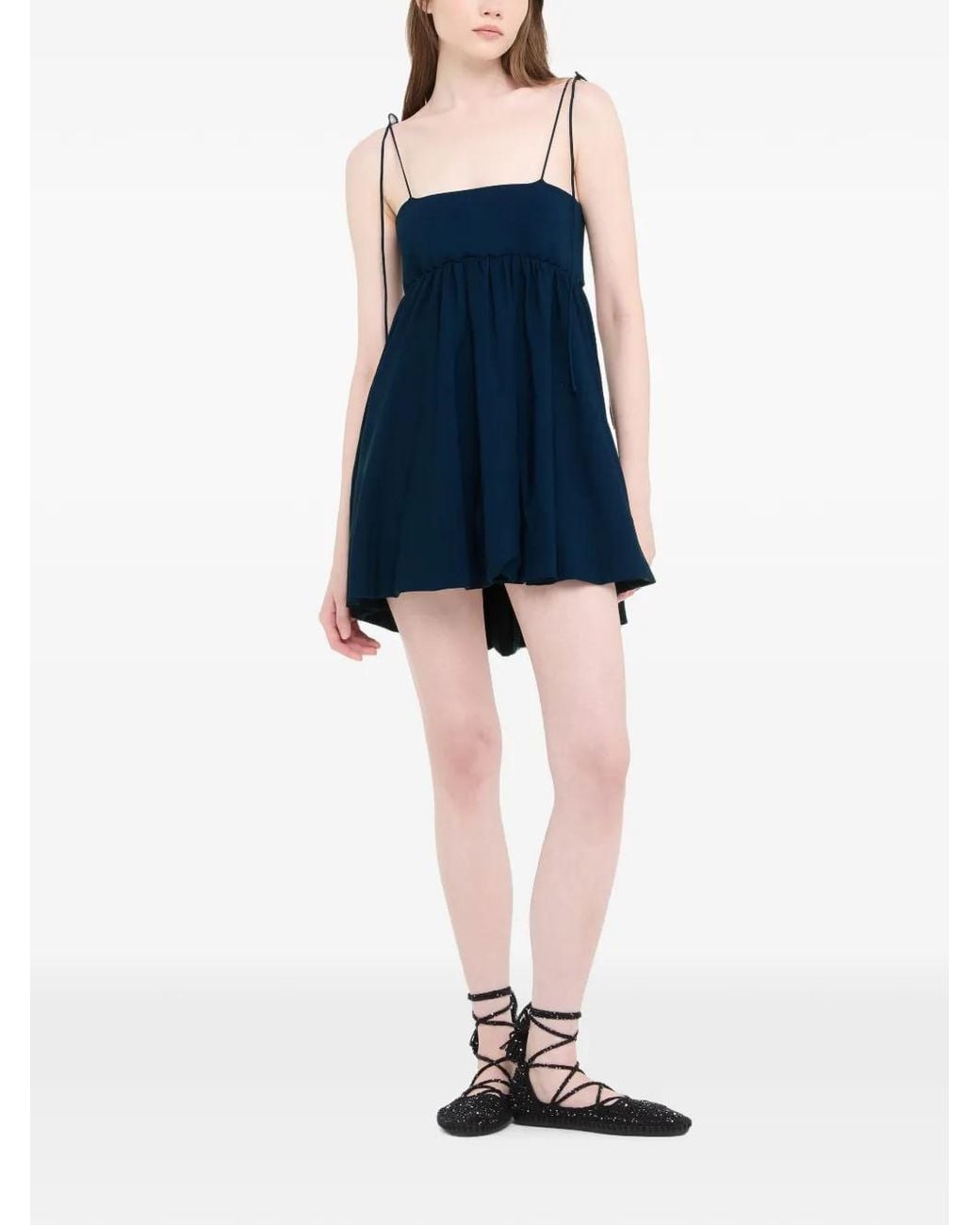 Alanui Blue College Of Aloha Square-Neck Mini Dress