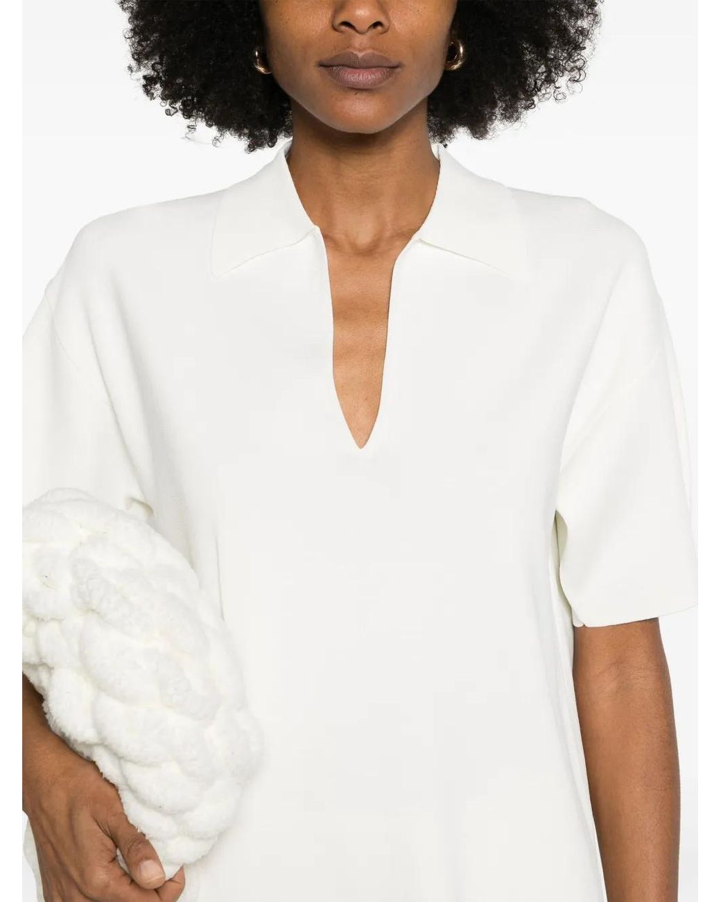 P.A.R.O.S.H. White Knitted Polo Shirt