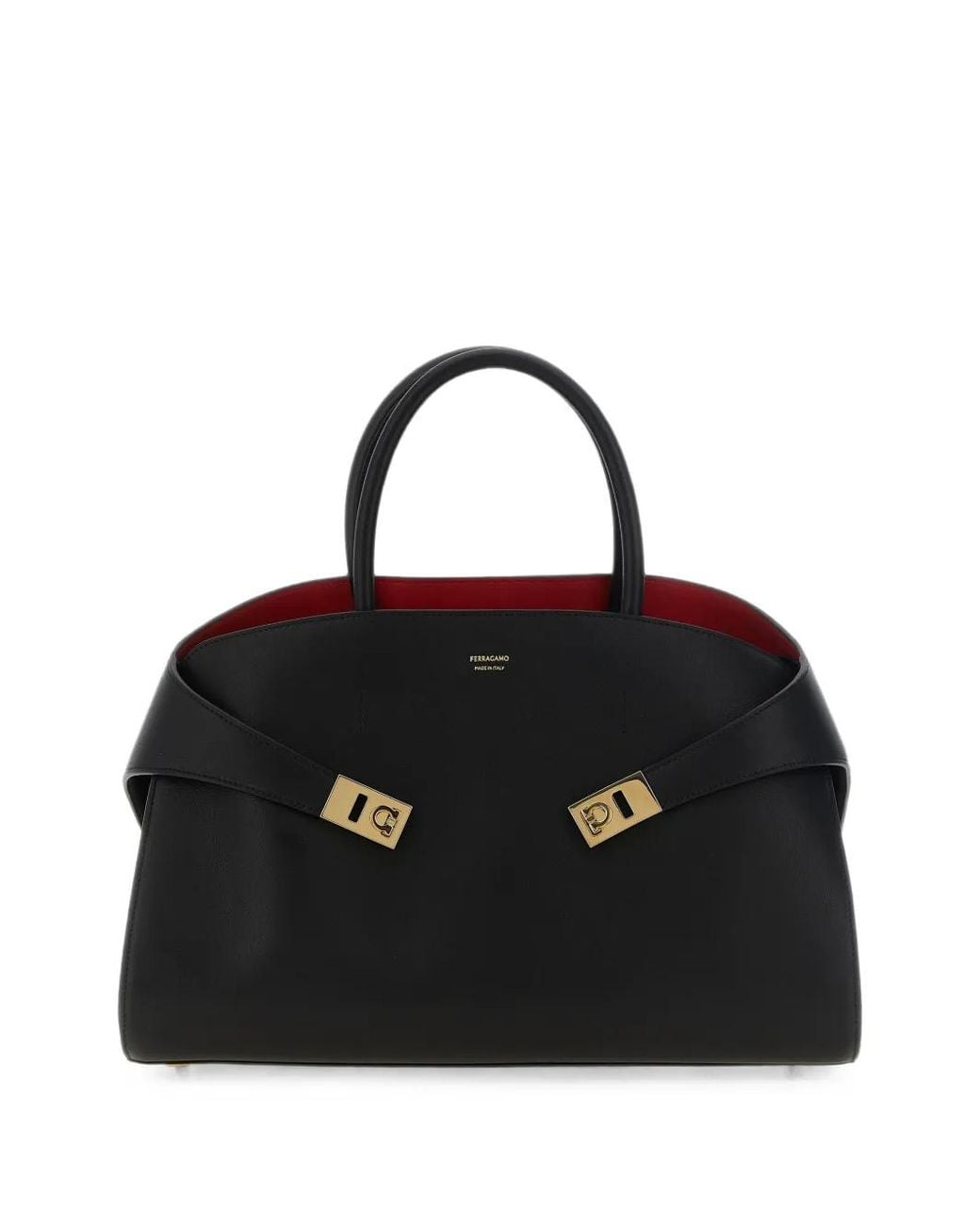 Ferragamo Black Medium Hug Gancini-Buckle Tote Bag