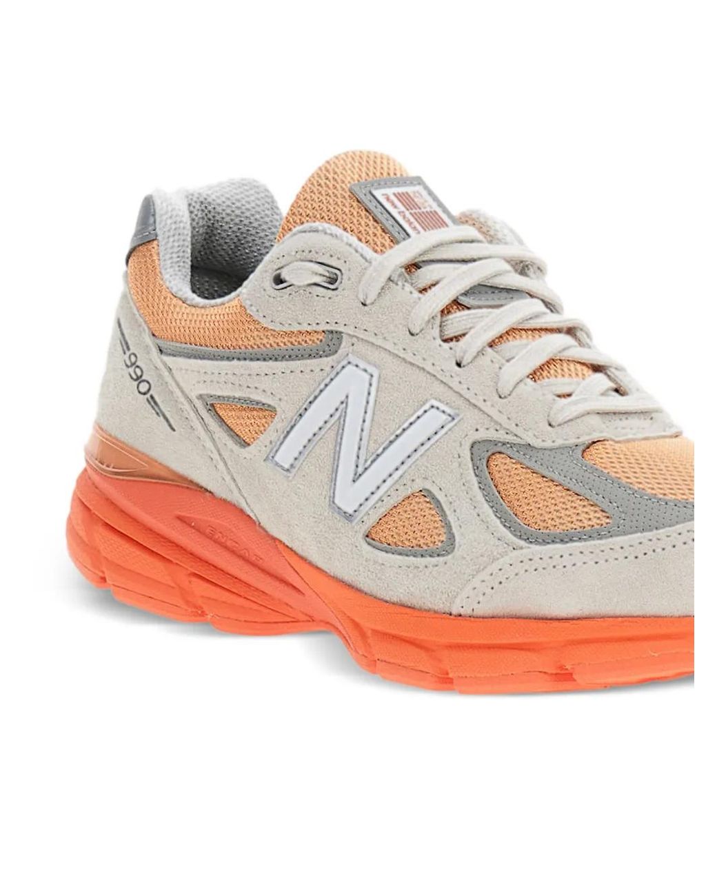 New Balance White 990V4 Suede Sneakers for men