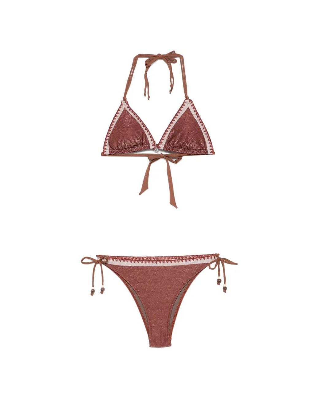 Banana Moon Pink Glitter-Effect Crochet-Trim Bikini