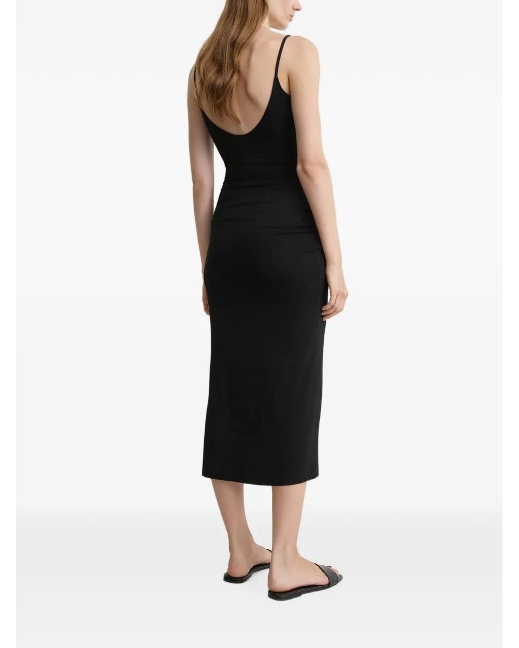 Totême Black Draped Midi Dress