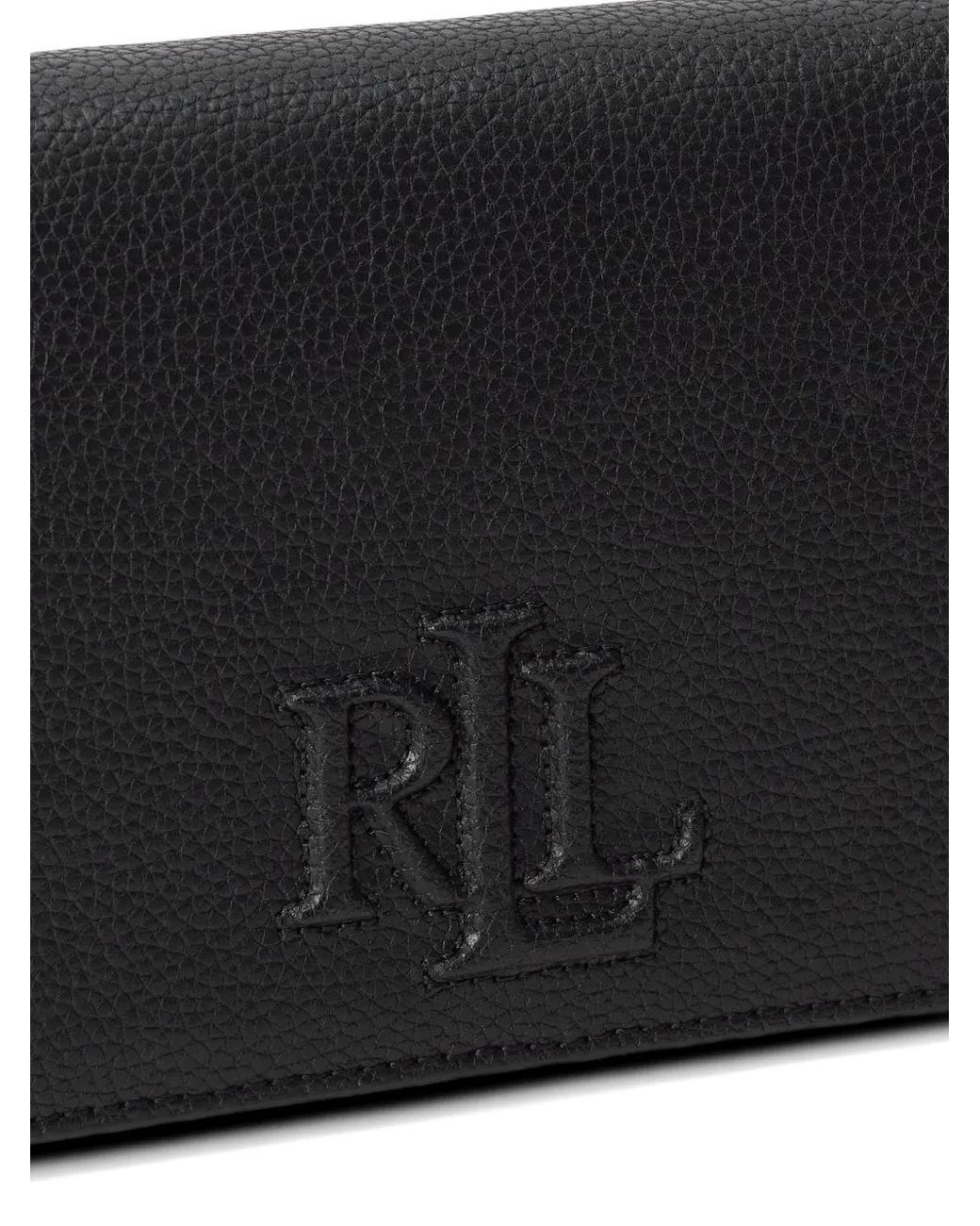 Ralph Lauren Black Embossed-Logo Shoulder Bag
