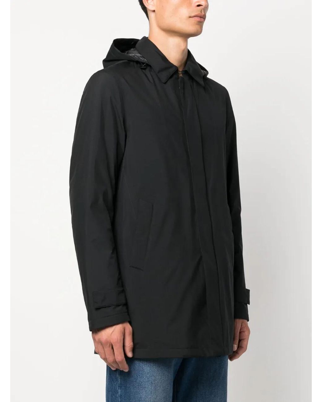 Herno Black Padded Jacket With Detachable Hood For for men