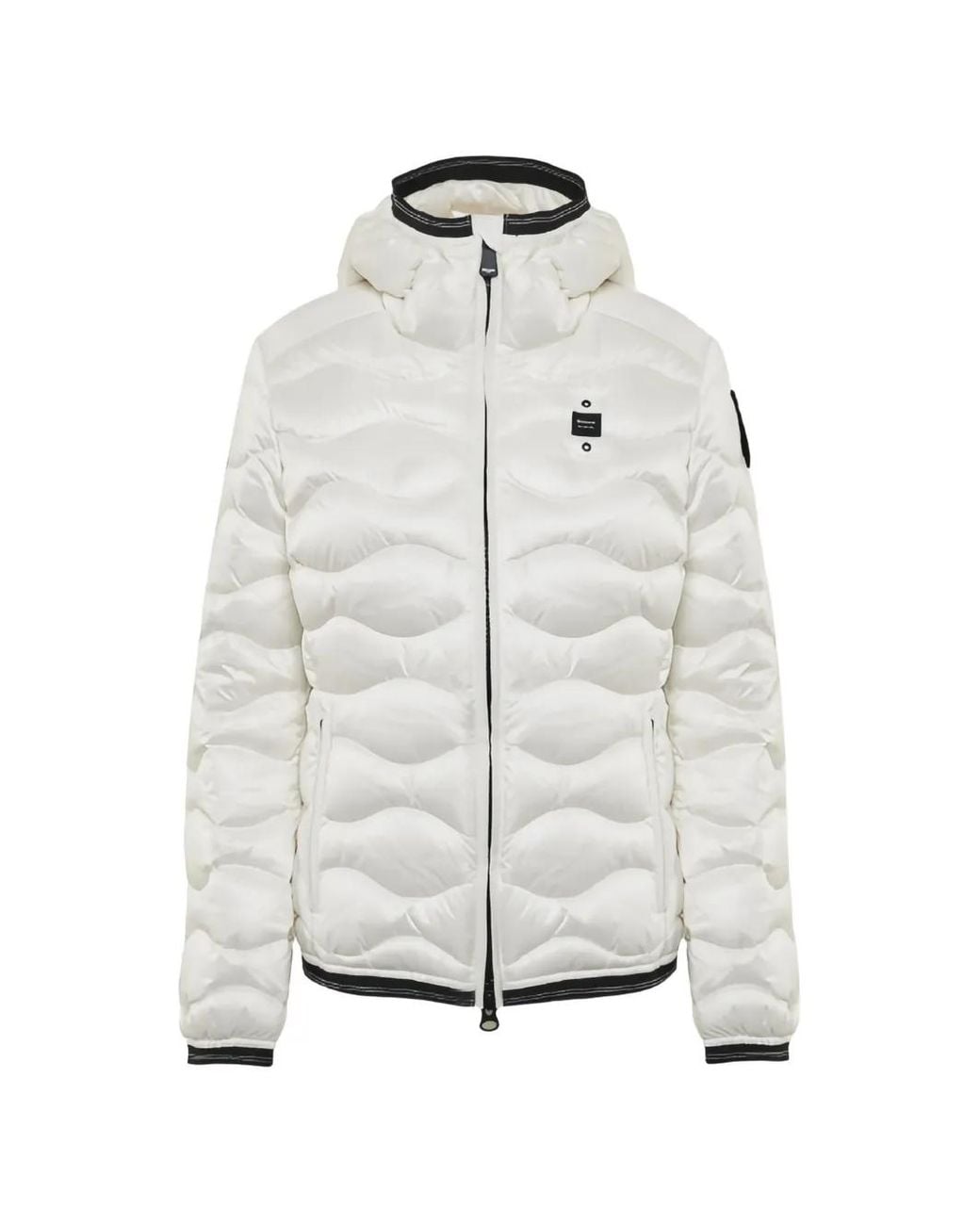 Blauer White Hooded Wave-Quilted Jacket