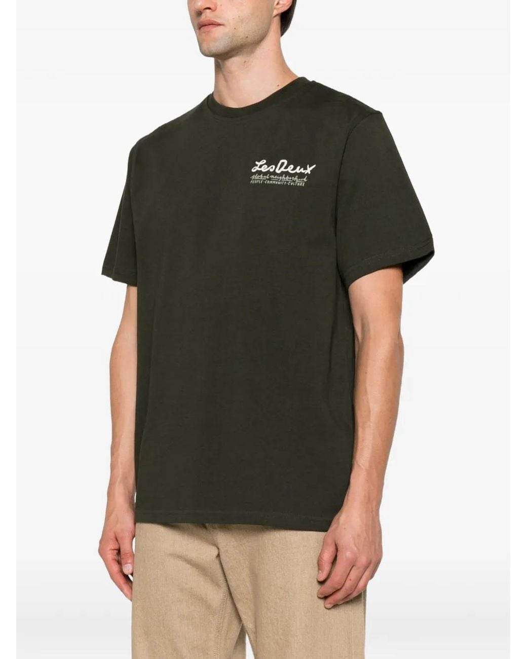 Les Deux Green Rural Graphic-Print T-Shirt for men