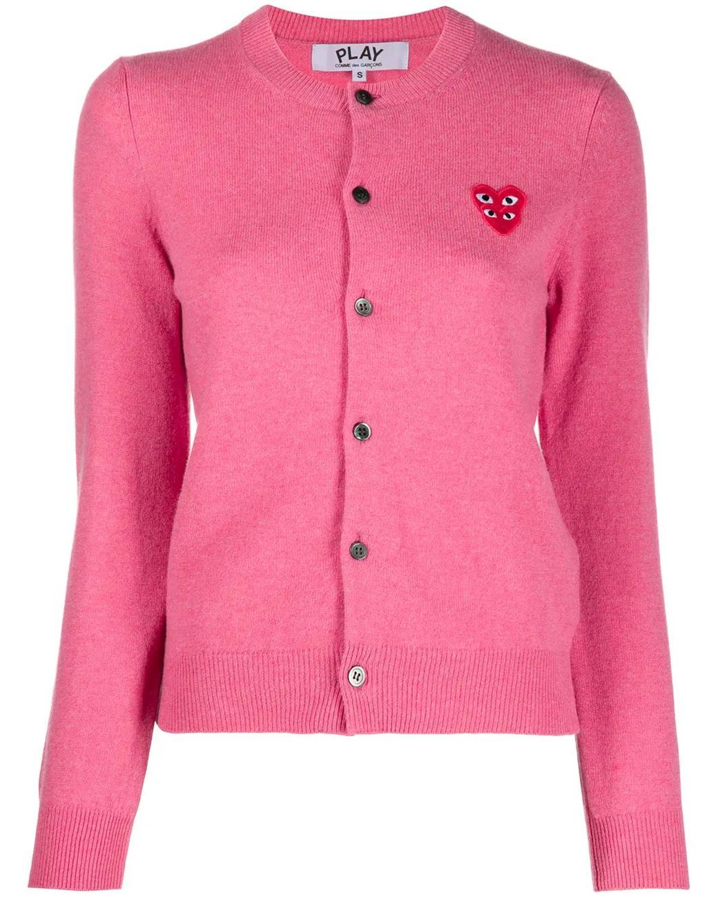 COMME DES GARÇONS PLAY Pink Overlapping Heart Wool Cardigan