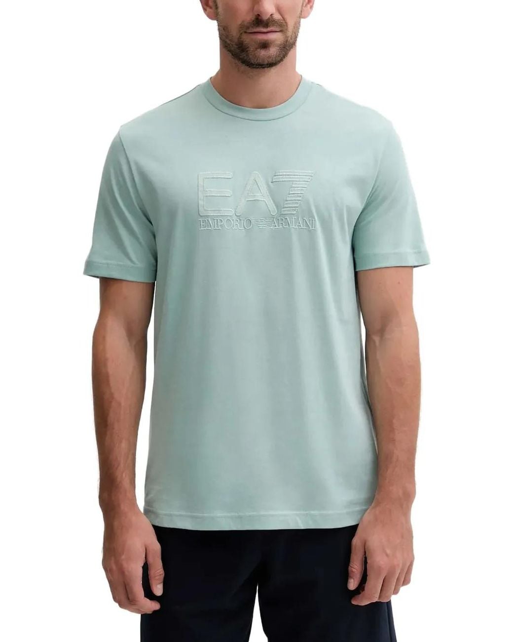 EA7 Green Logo-Embroidered T-Shirt for men